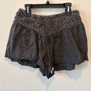 American Eagle Outfitters Black Crochet-Waist Shorts
